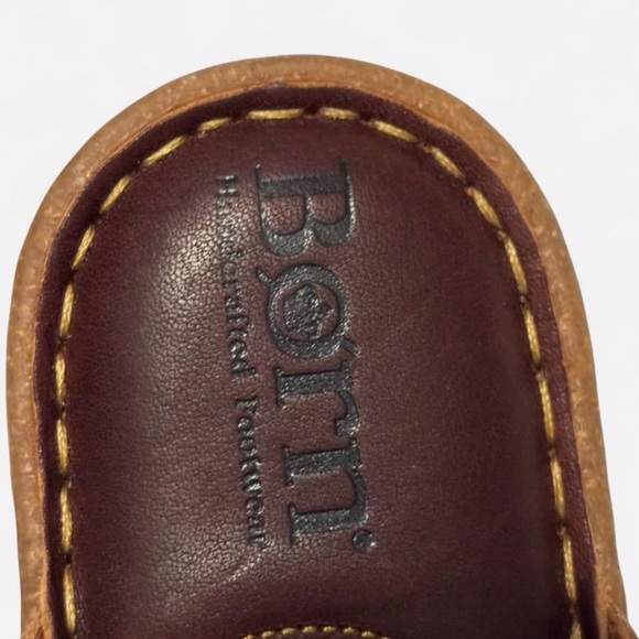 Børn Women's Brown Leather Woven Slide Sandals - Picture 2 of 4